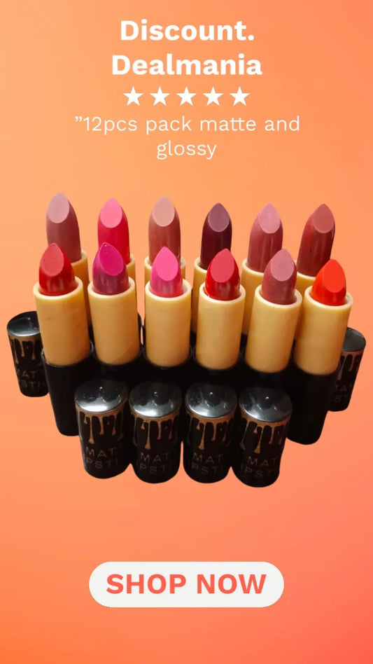Pack Of 12 Matte Lipstick Multicolour Box