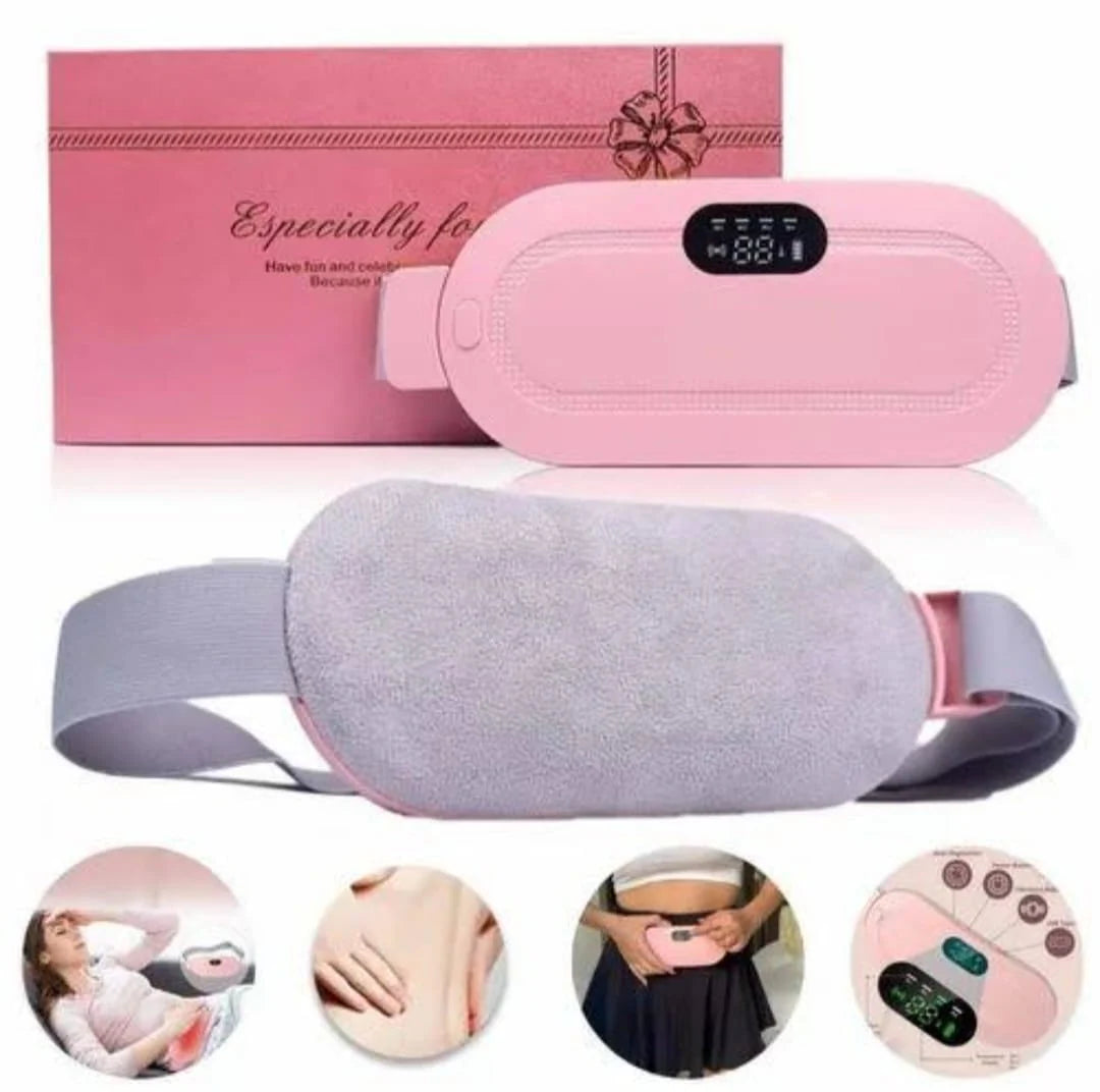 Period Cramp Relief Belt – Portable Electric Menstrual Heating Pad with Massager