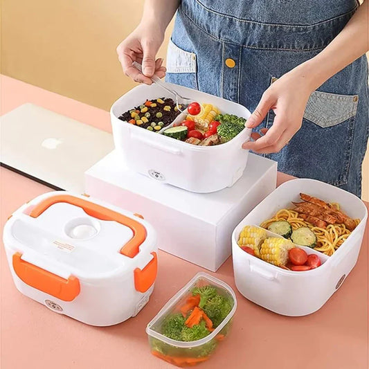 Portable Electric Lunch Box with Hot Food Container, Multi-Color, for Outdoor/Indoor Use