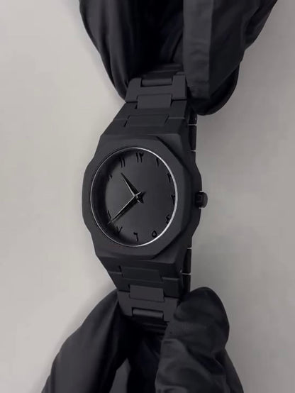 Full Black Aura Quartz Watch – Lightweight Analog Design, Premium Quality Finish