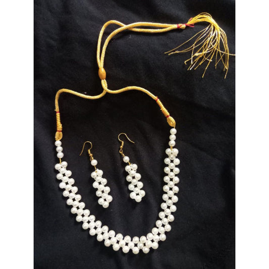 Stylish Pearl Necklace With Earrings For Girls