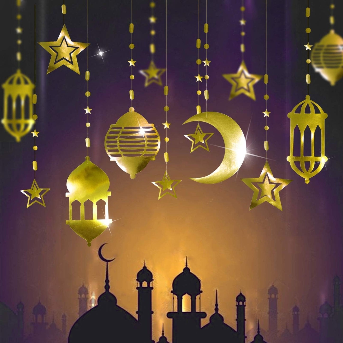 Islamic Decoration Items for Ramadan & Eid, Includes Lanterns, Bowls, Table Runner