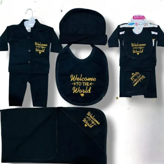 Newborn Baby Baba WELCOME TO THE WORLD STARTER Set 5 pice clothes for boys and girls 5 in 1 pice