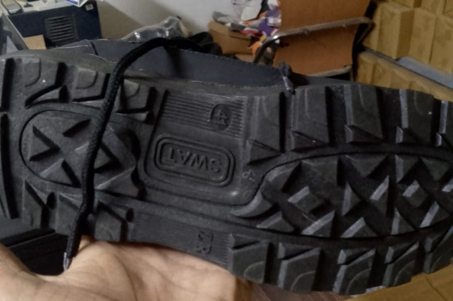 Men's Long Army Boots, Black Swat - 44