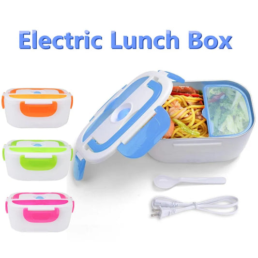 Portable Electric Lunch Box with Hot Food Container, Multi-Color, for Outdoor/Indoor Use