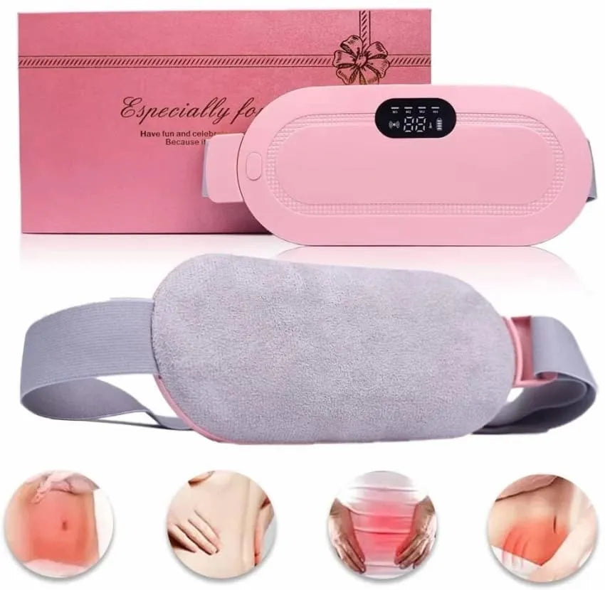 Period Cramp Relief Belt – Portable Electric Menstrual Heating Pad with Massager
